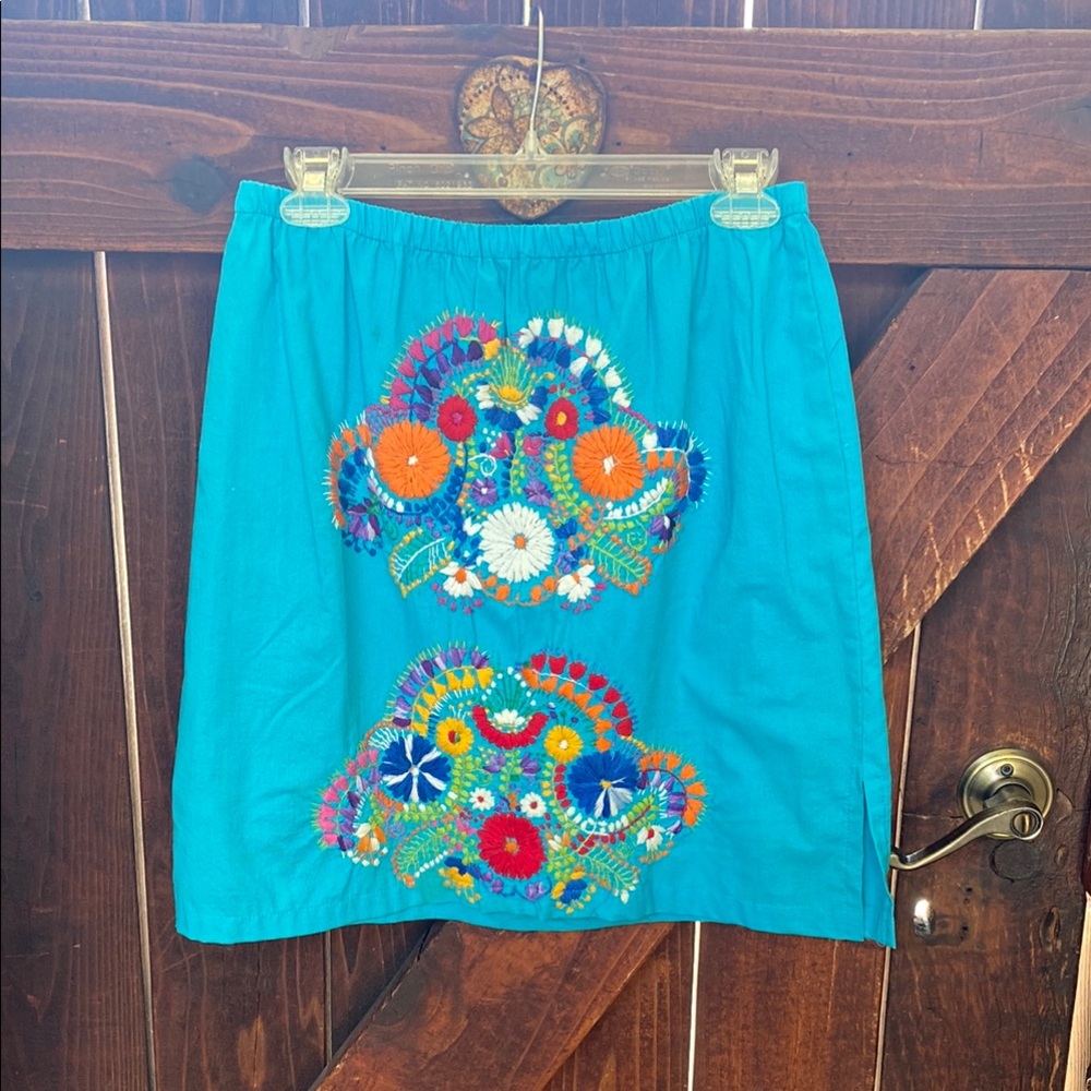 Embroidered Blue Skirt